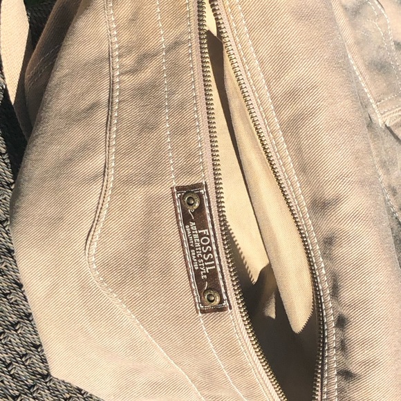 #Vintage Fossil Khaki #Canvas Messenger Bag with Floral & Khaki Interior - Picture 10 of 16